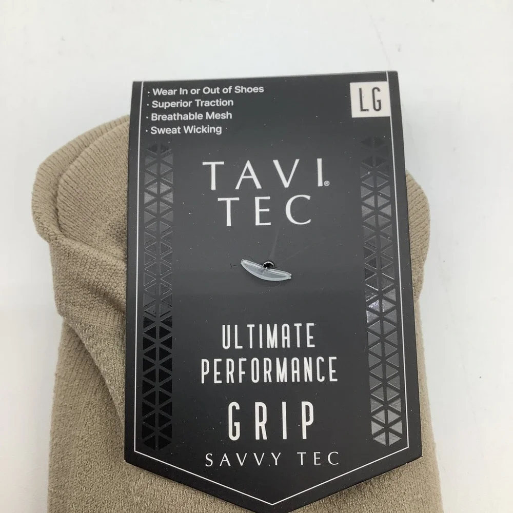 Tavi Tec‎ Savvy Tec Ultimate Performance Grip Socks Shitake Tan Size Large New